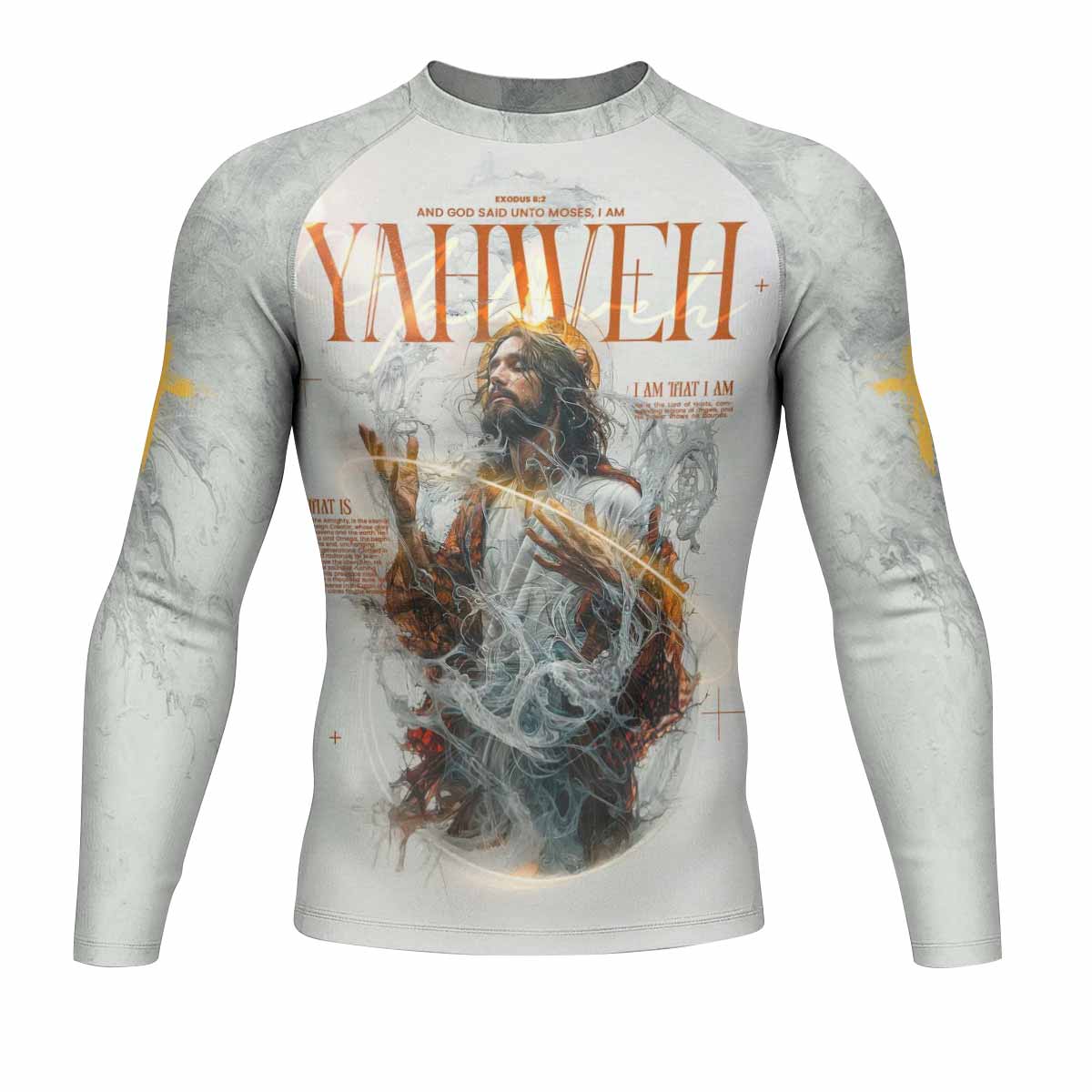 Yahweh I Am That I Am Men's Rash Guard Long Sleeve - front view mockup