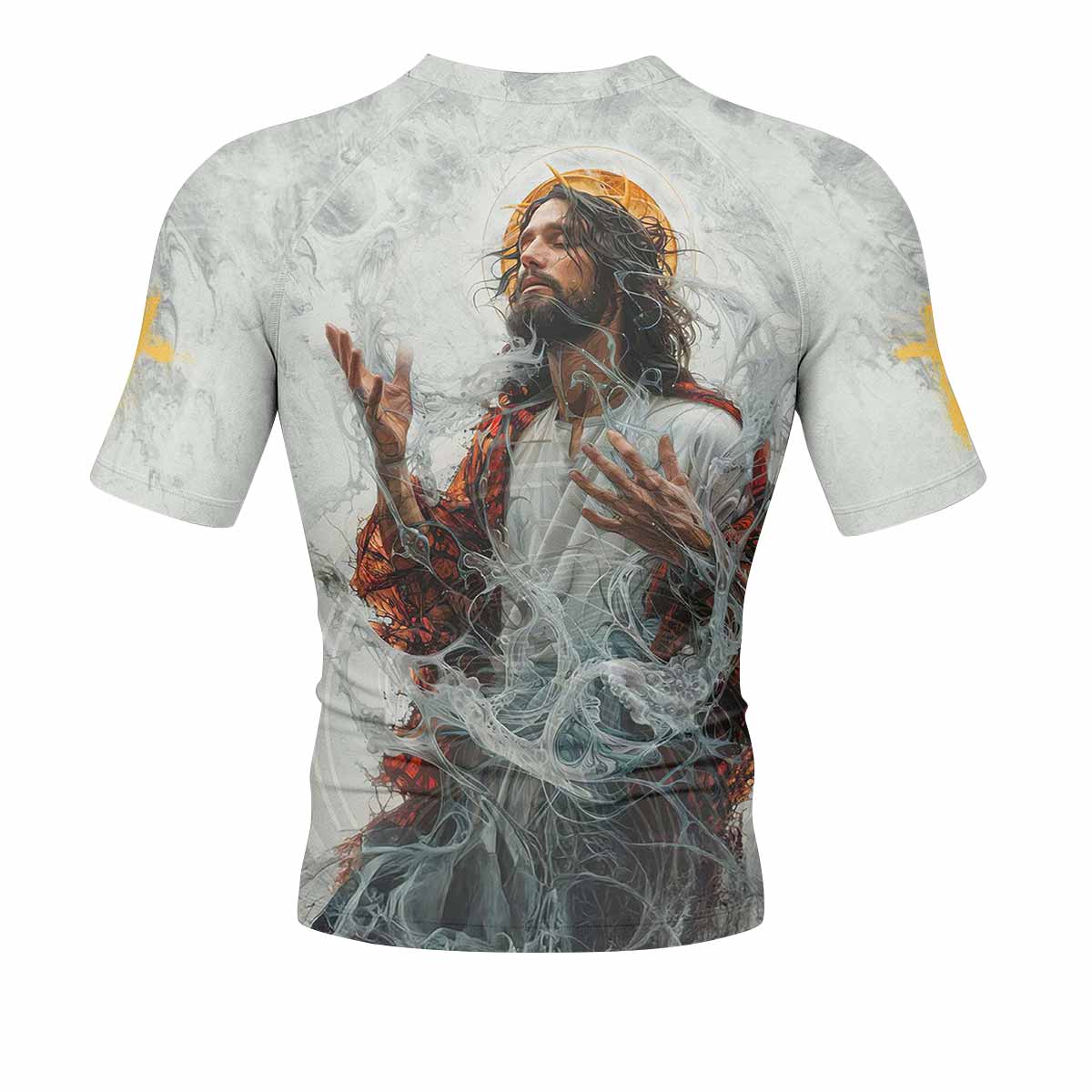 Yahweh I Am That I Am Men's Rash Guard Short Sleeve - back view mockup