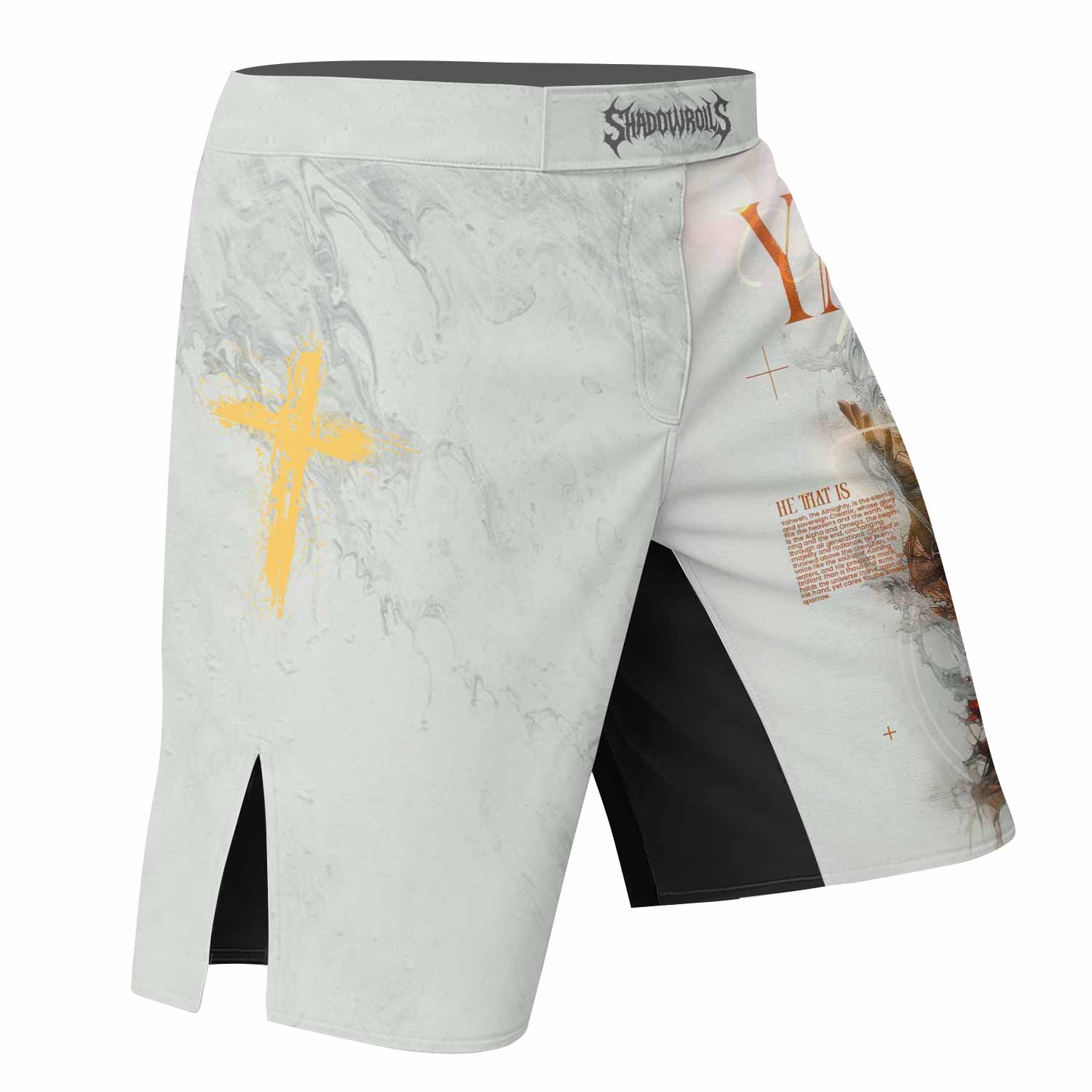 Yahweh I Am That I Am Fight Shorts - right side mockup