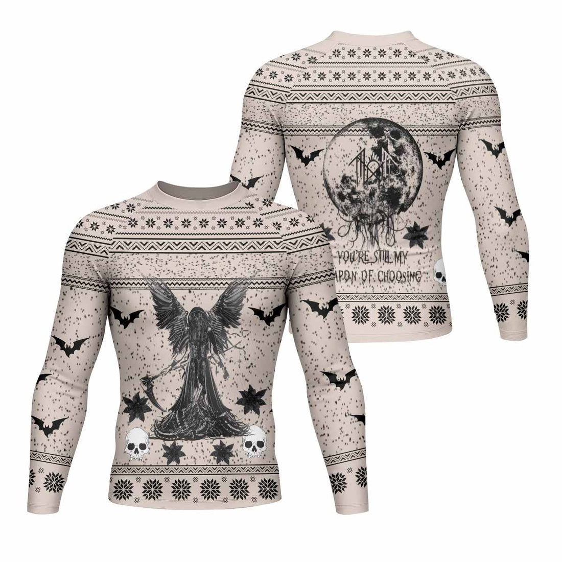 You're Still My Weapon Of Choosing Men's Rash Guard Long Sleeve - front and back view